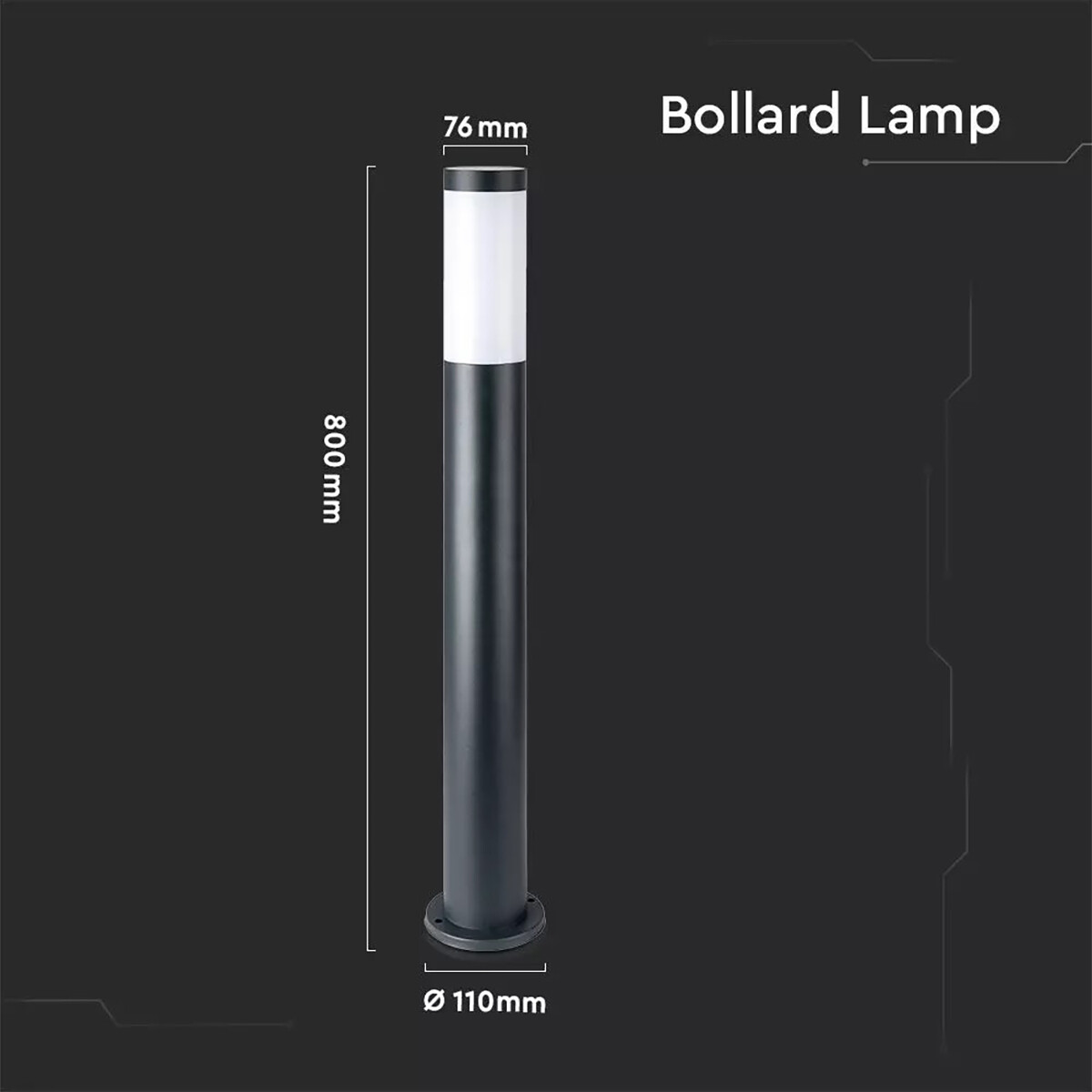 Éclairage de Jardin LED - Lampe d'Extérieur sur Pied - Viron Stobo - Douille E27 - Rond - Mat Anthracite - Aluminium - 80cm