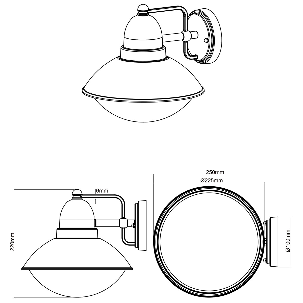 Éclairage de Jardin LED - Lampe de Jardin - Trion Amira - Mur - Douille E27 - Mat Argent - Aluminium