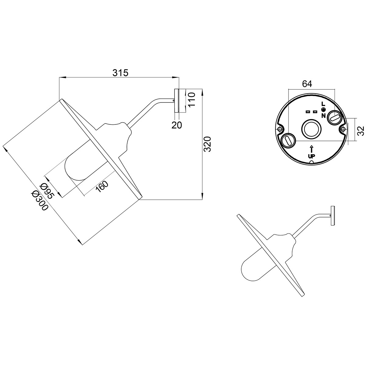 Éclairage de Jardin LED - Lampe de Jardin - Trion Brenionty - Mur - Douille E27 - Mat Anthracite - Aluminium