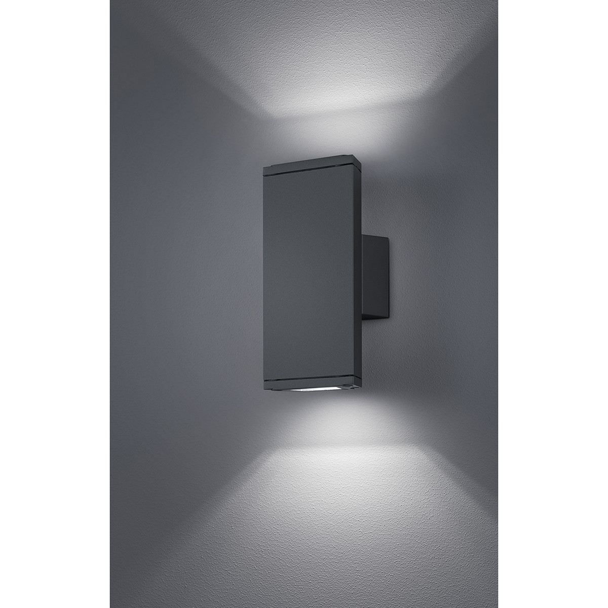 Éclairage de Jardin LED - Lampe murale extérieure - Trion Colirano Up and Down - 6W - Blanc Chaud 3000K - 2-lumières - Étanche IP54 - Mat Anthracite - Aluminium