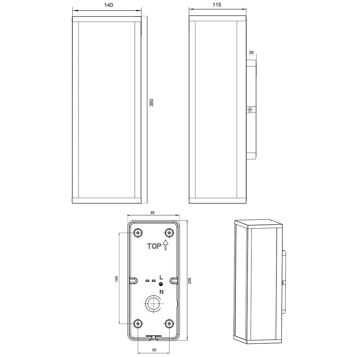 Éclairage de Jardin LED - Lampe de Jardin - Trion Garinola - Mur - Douille E27 - 2-lumières - Mat Anthracite - Aluminium