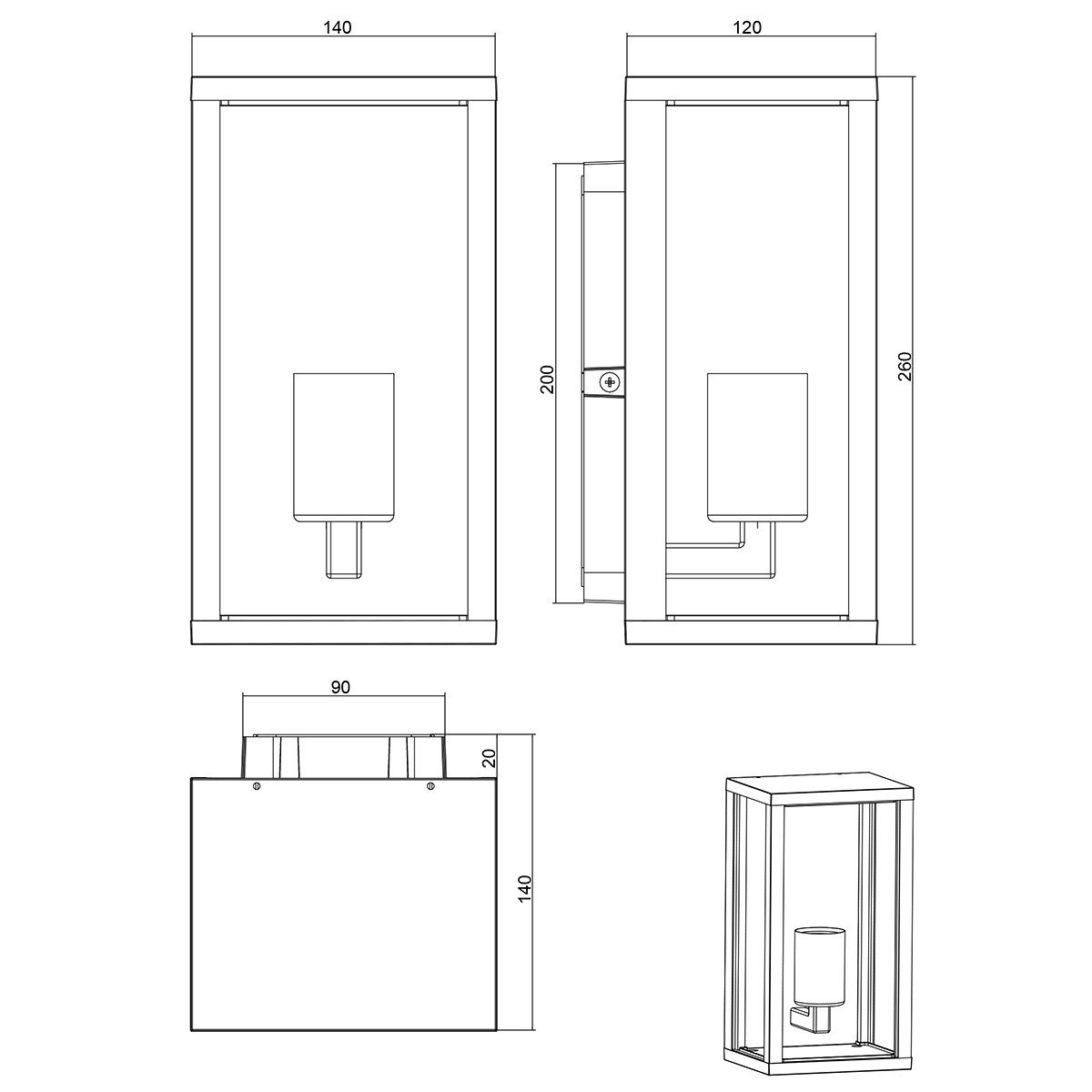 Éclairage de Jardin LED - Lampe de Jardin - Trion Garinola - Mur - Douille E27 - Mat Anthracite - Aluminium