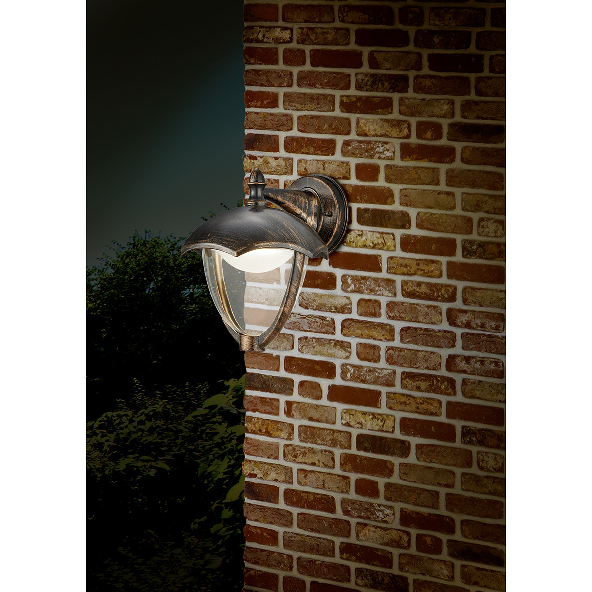 Éclairage de Jardin LED - Lampe de Jardin - Trion Grichto - Mur vers le bas - 6W - Rouille Antique - Aluminium