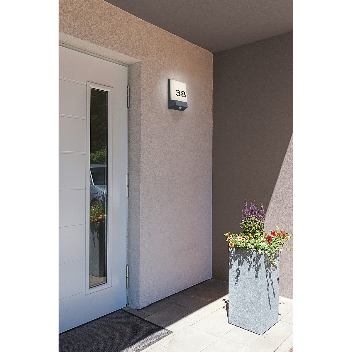 Éclairage de numéro de maison avec Capteurs de Luminosité - Trion Kasky - 9W - Blanc Chaud 3000K - Étanche IP54 - Mat Anthracite - Aluminium