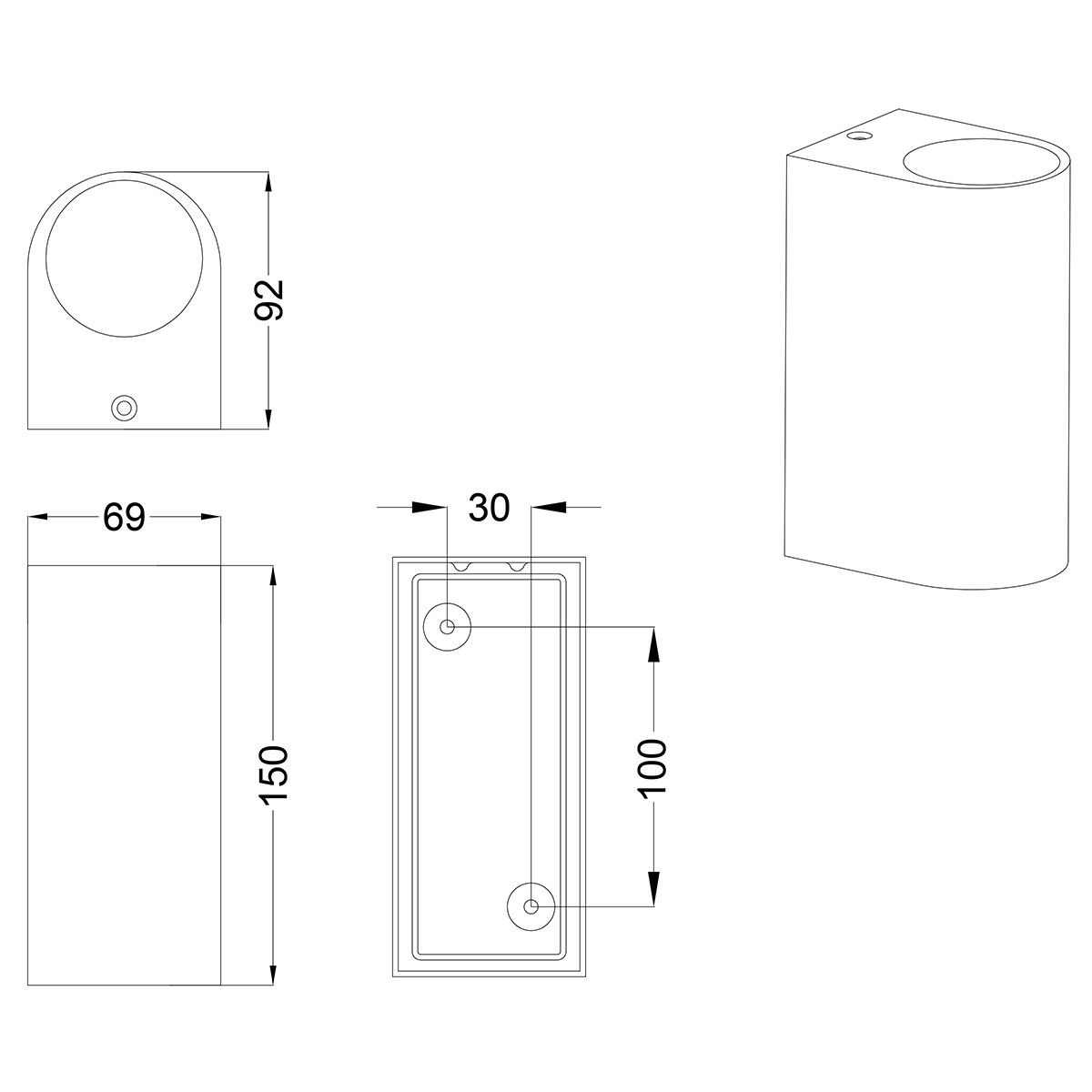 Éclairage de Jardin LED - Lumière Extérieure - Trion Royina Up and Down - Douille GU10 - Étanche aux Éclaboussures IP44 - Rond - Mat Anthracite - Aluminium