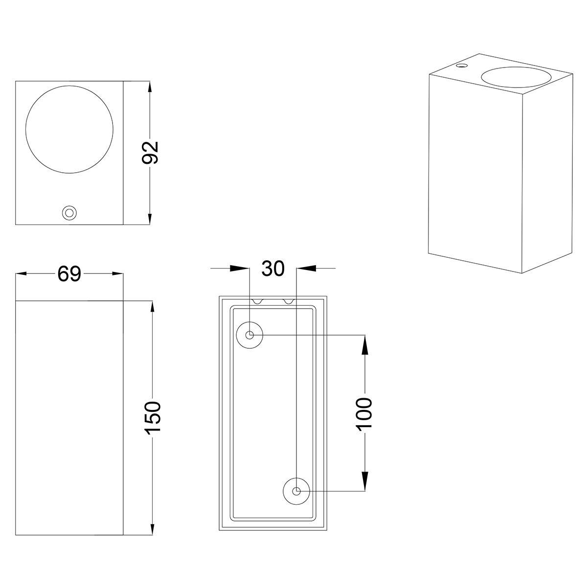 Éclairage de Jardin LED - Lumière Extérieure - Trion Royina Up and Down - Douille GU10 - Étanche aux Éclaboussures IP44 - Rectangle - Mat Anthracite - Aluminium