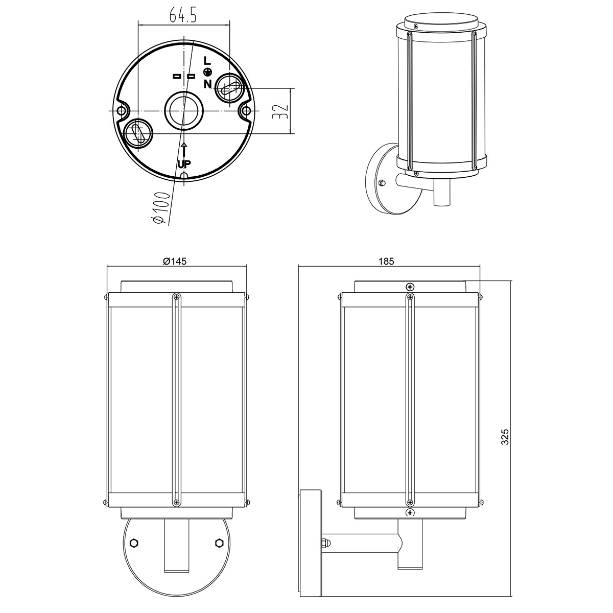 Éclairage de Jardin LED - Lampe murale - Lumière Extérieure - Trion Taniron - Douille E27 - Étanche aux Éclaboussures IP44 - Mat Anthracite - Aluminium