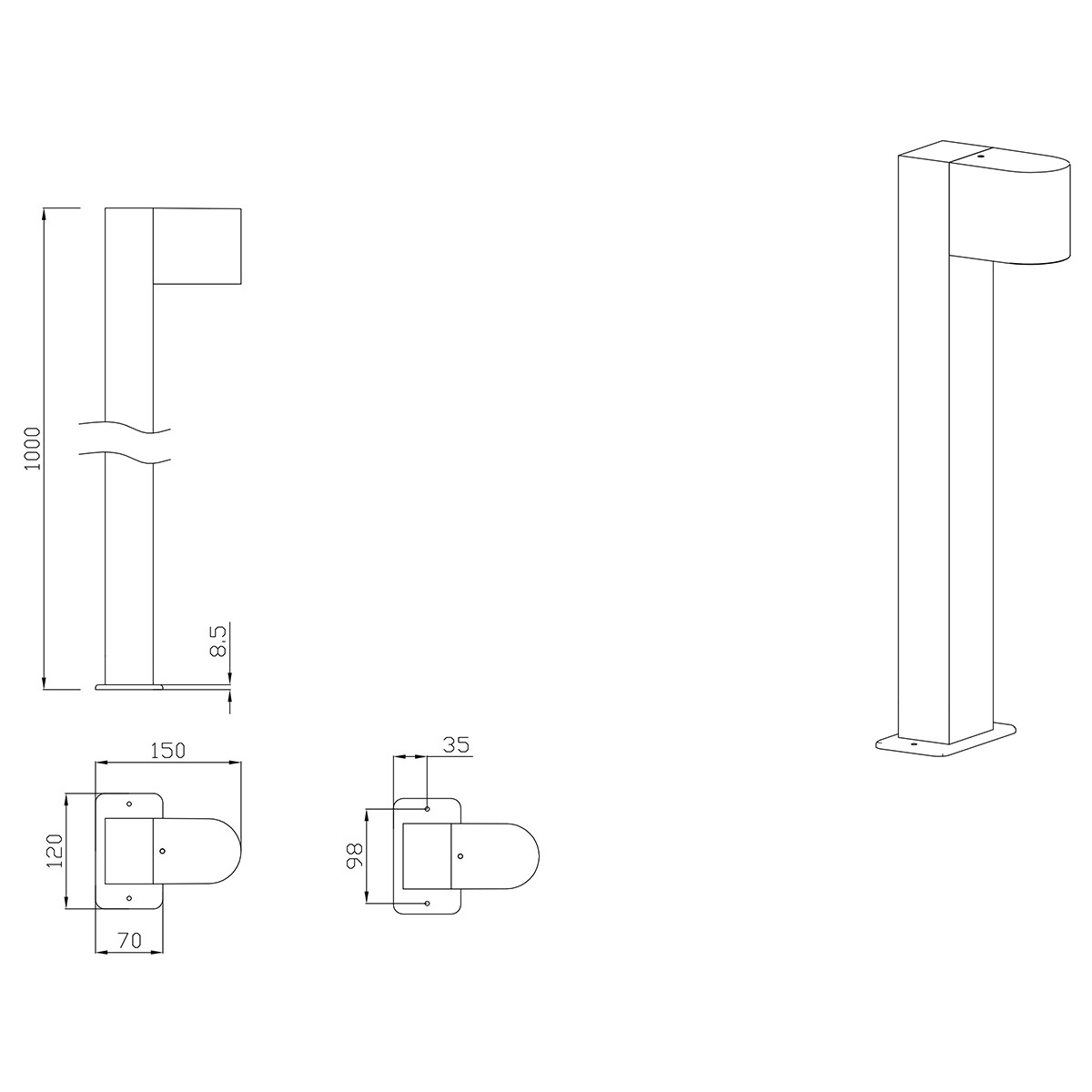 Éclairage de Jardin LED - Lampe de sol - Trion Royina XL - Debout - Douille GU10 - Étanche aux Éclaboussures IP44 - Rond - Mat Anthracite - Aluminium