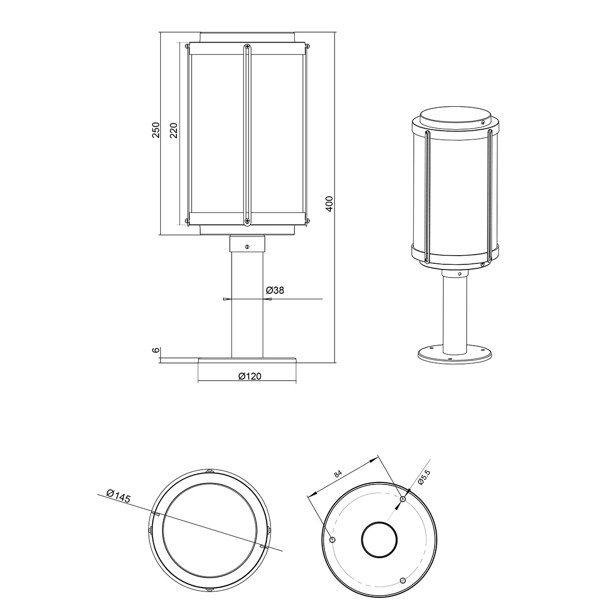 Éclairage de Jardin LED - Debout - Lumière Extérieure - Trion Taniron - Douille E27 - Étanche aux Éclaboussures IP44 - Mat Anthracite - Aluminium