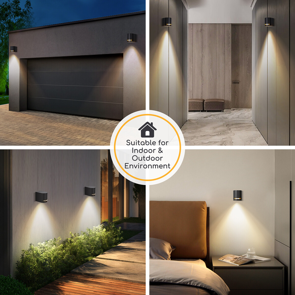 Éclairage de Jardin LED - Lampe murale extérieure - Aigi Esib - Douille GU10 - 1-lumière - Rond - Mat Noir - Aluminium