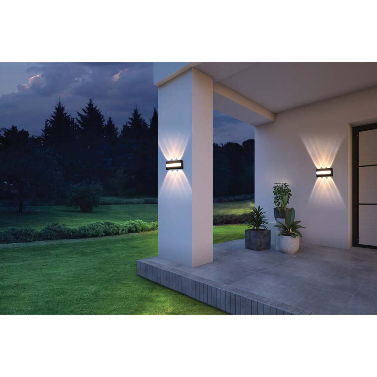 Éclairage de Jardin LED - Lampe murale extérieure - Tistow Haut et Bas - 5W - 1-lumière - Blanc Neutre 4200K - Étanche IP65 - Rectangle - Mat Noir - Aluminium