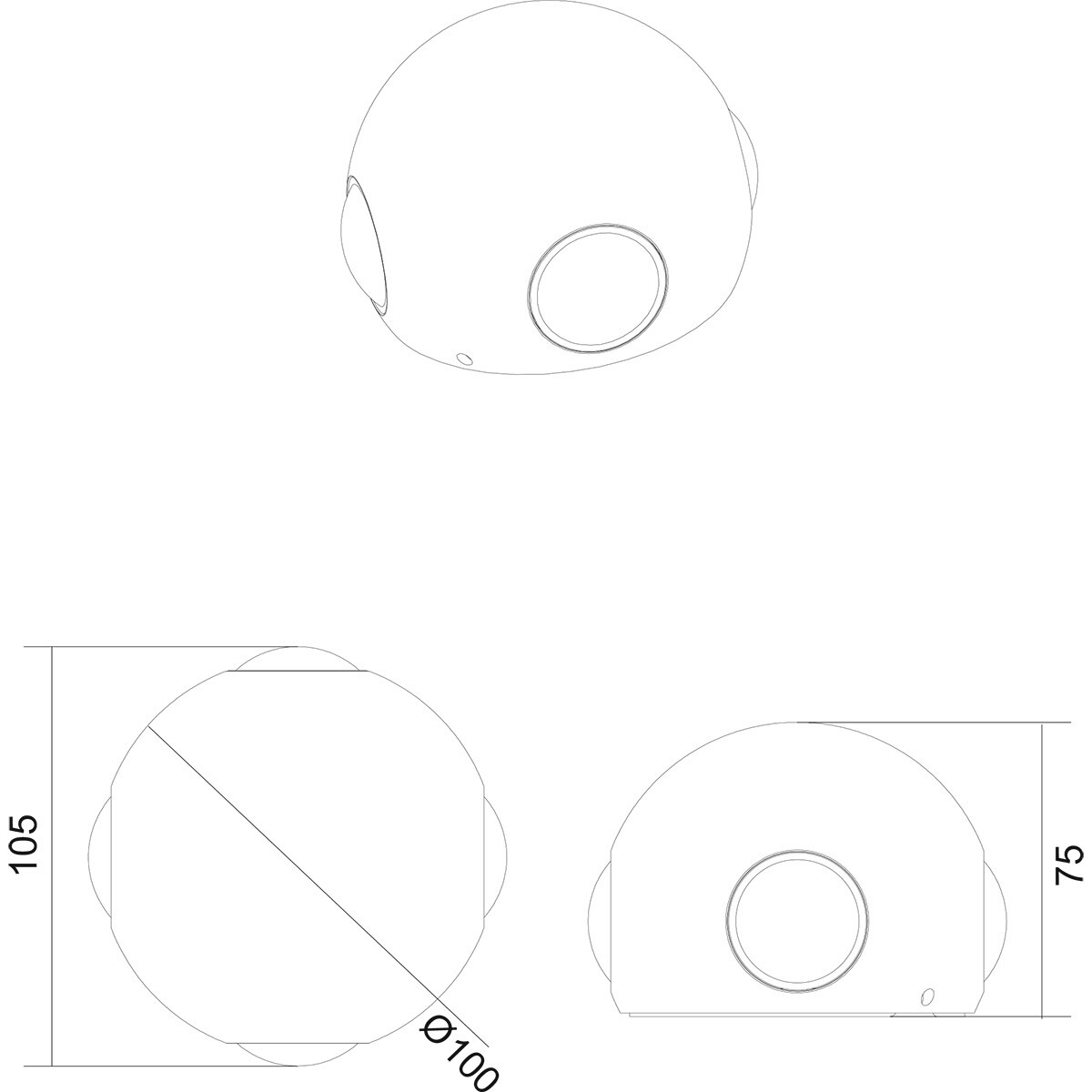 Éclairage de Jardin - Applique Extérieure - Trion Avize Up and Down - Blanc Chaud 3000K - 4-lumières - Étanche IP54 - Noir Mat - Aluminium