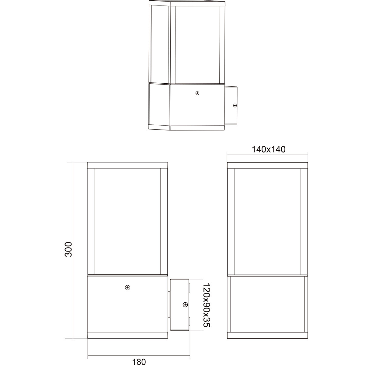 Éclairage de Jardin LED - Lampe murale extérieure - Trion Garinola - Douille E27 - Rectangle - Couleur Bois - Bois Naturel