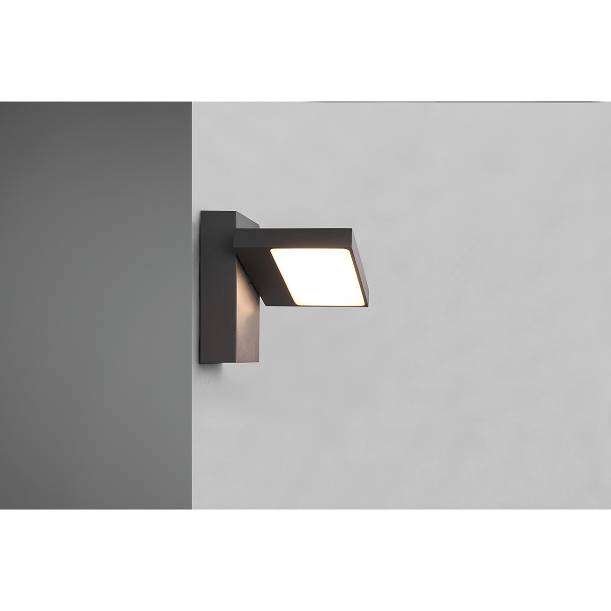 Éclairage de Jardin LED - Lampe murale extérieure - Trion Ihson - 8W - Blanc Chaud 3000K - Pivotant - Carré - Mat Anthracite - Aluminium