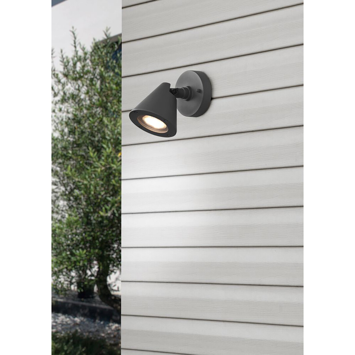 Éclairage de Jardin LED - Lampe murale extérieure - Trion Kavani - Douille GU10 - Rond - Mat Anthracite - Aluminium