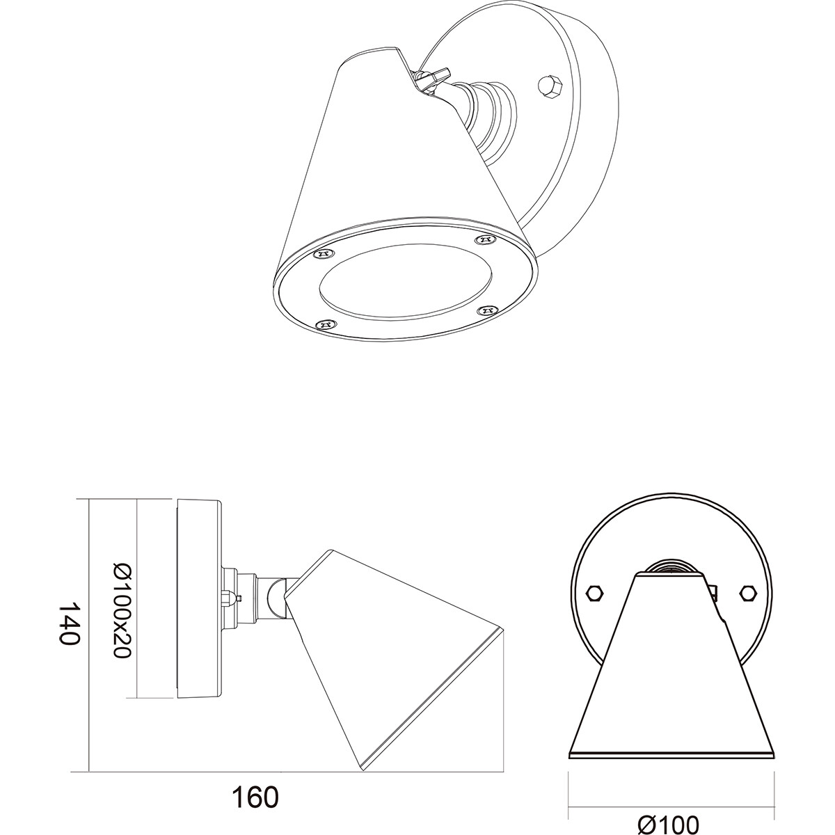 Éclairage de Jardin LED - Lampe murale extérieure - Trion Kavani - Douille GU10 - Rond - Mat Anthracite - Aluminium