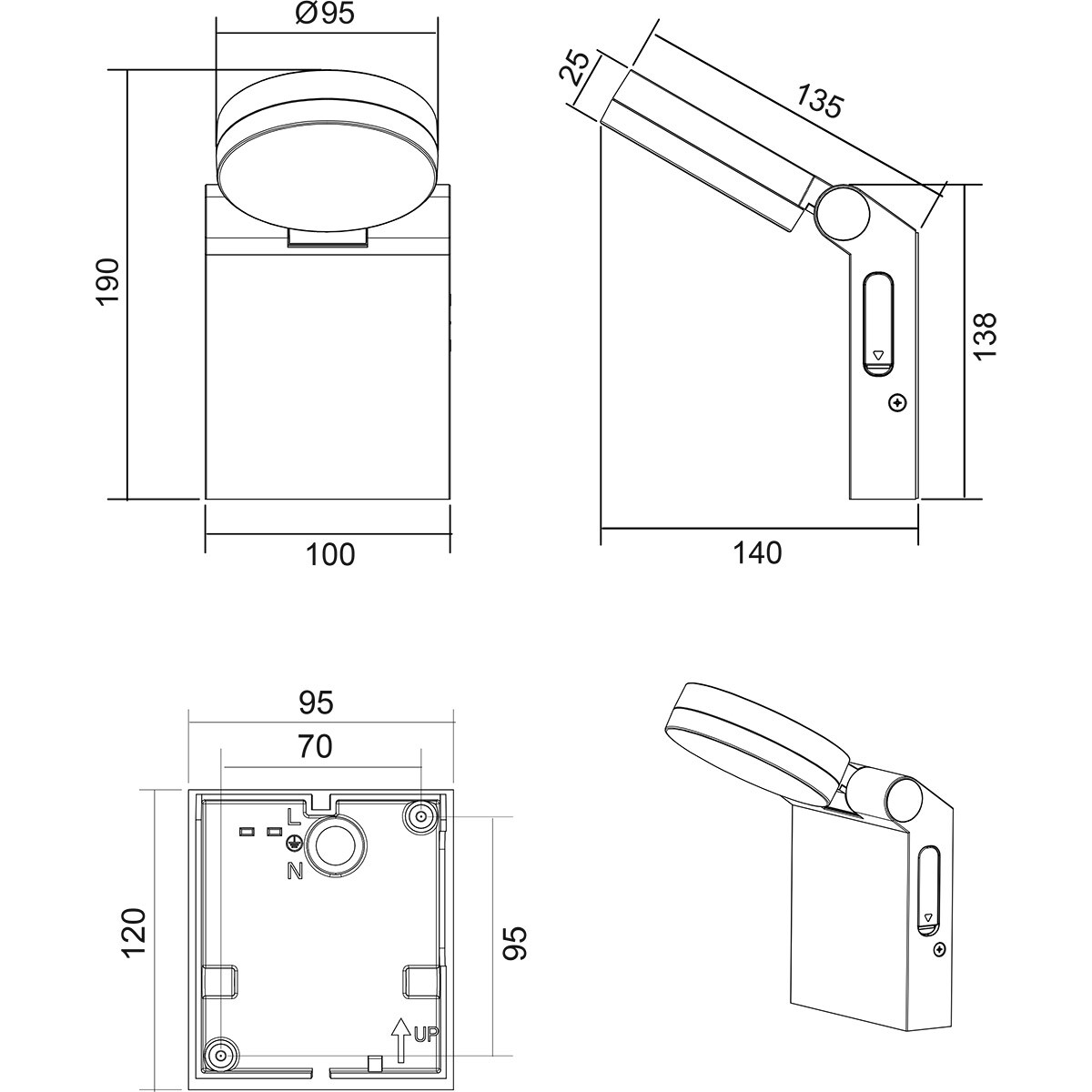 Éclairage de Jardin - Applique Extérieure - Trion Nuri - 7.5W - Couleur Ajustable - Étanche IP44 - Anthracite Mat - Aluminium