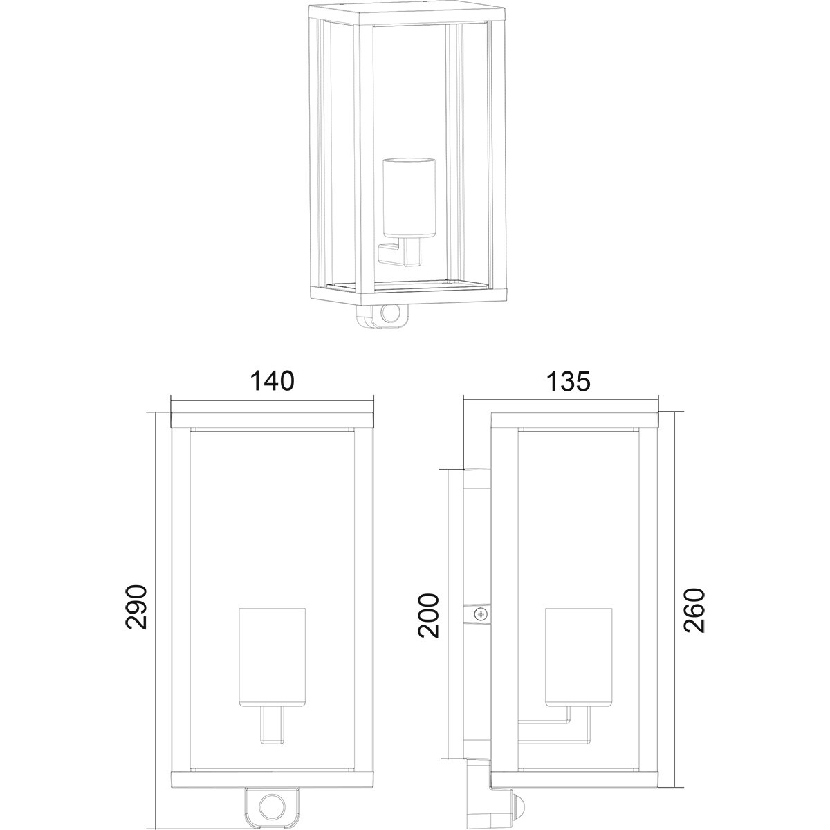 Éclairage de Jardin - Applique Extérieure - Trion Onno - Douille E27 - Détecteur de Mouvement - Anthracite - Aluminium