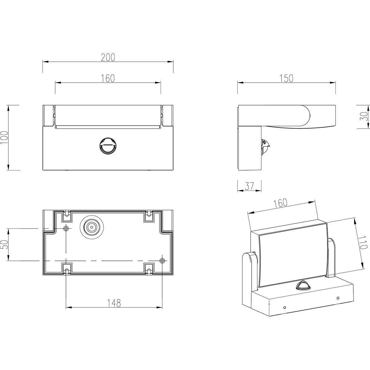 Éclairage de Jardin - Applique Extérieure - Trion Sansar - 10W - Blanc Chaud 3000K - Étanche IP54 - Détecteur de Mouvement - Anthracite - Aluminium