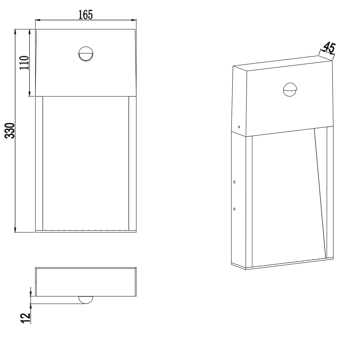 Éclairage de Jardin - Applique Extérieure - Trion Selman - 11W - Blanc Chaud 3000K - Détecteur de Mouvement - Étanche IP44 - Brun - Aluminium