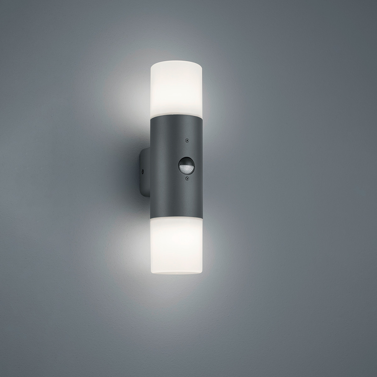 Éclairage de Jardin LED avec Détecteur de Mouvement - Lampe murale extérieure - Trion Hosina Up and Down - Douille E27 - 2-lumières - Étanche aux Éclaboussures IP44 - Mat Anthracite - Aluminium