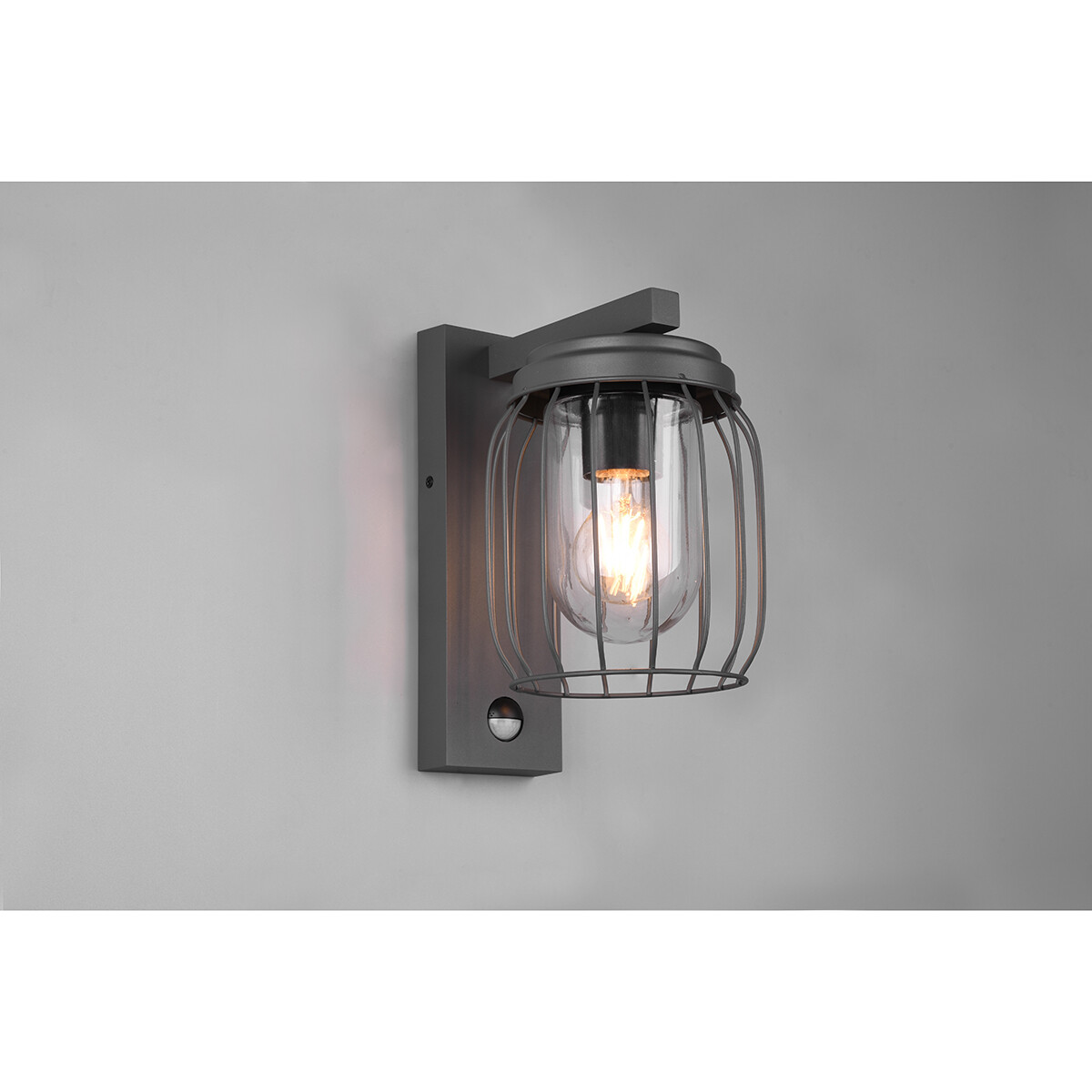 Éclairage de Jardin LED avec Détecteur de Mouvement - Lampe murale - Trion Tinolo - Douille E27 - Étanche aux Éclaboussures IP44 - Rond - Mat Anthracite - Aluminium