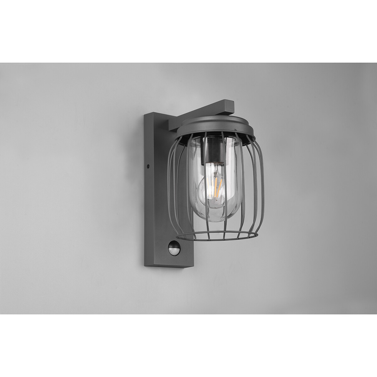 Éclairage de Jardin LED avec Détecteur de Mouvement - Lampe murale - Trion Tinolo - Douille E27 - Étanche aux Éclaboussures IP44 - Rond - Mat Anthracite - Aluminium