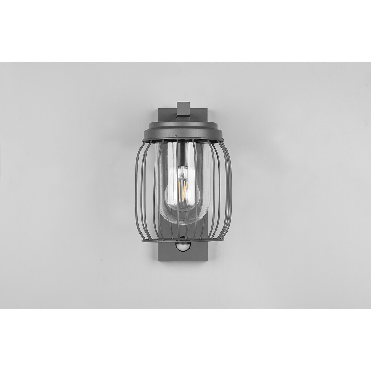 Éclairage de Jardin LED avec Détecteur de Mouvement - Lampe murale - Trion Tinolo - Douille E27 - Étanche aux Éclaboussures IP44 - Rond - Mat Anthracite - Aluminium