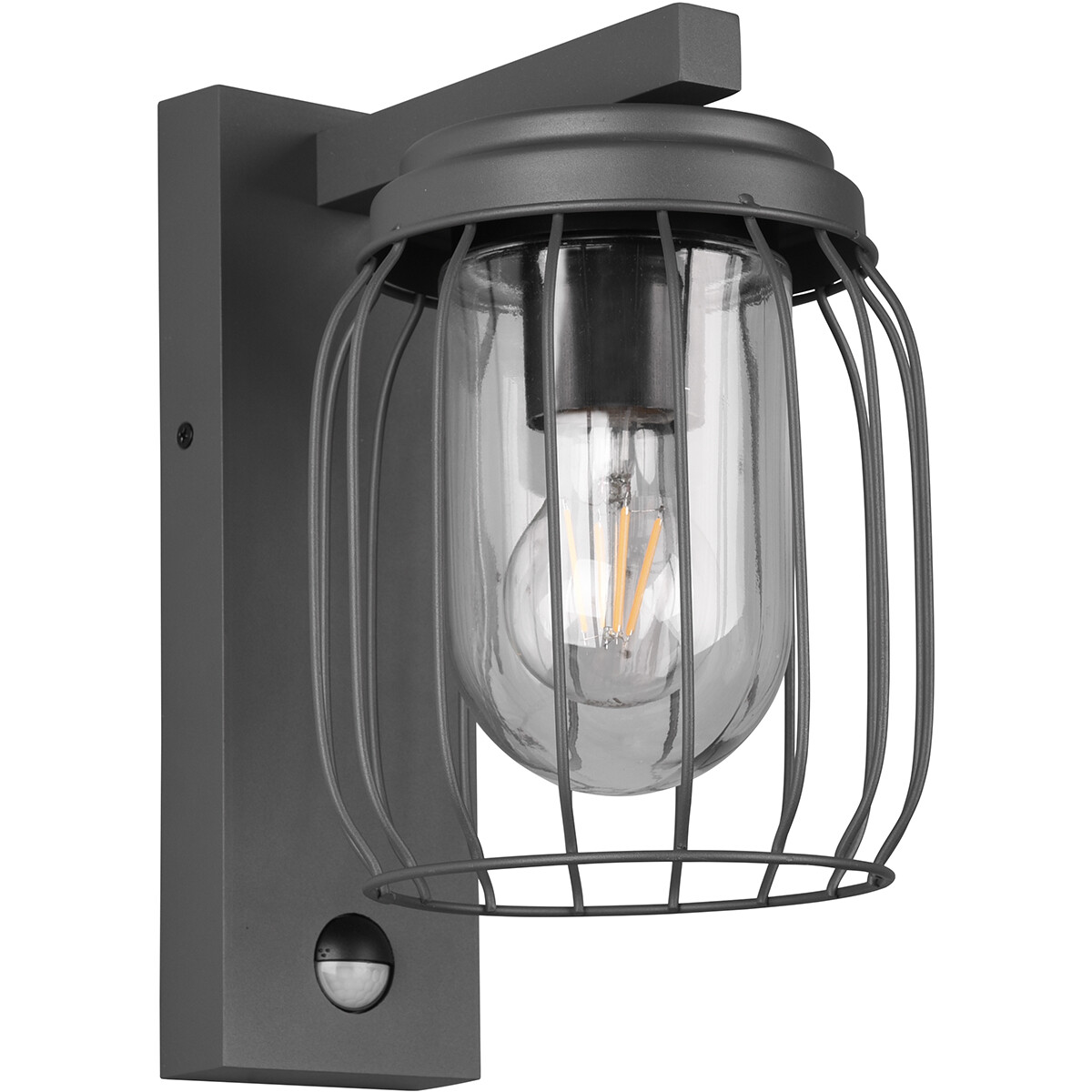 Éclairage de Jardin LED avec Détecteur de Mouvement - Lampe murale - Trion Tinolo - Douille E27 - Étanche aux Éclaboussures IP44 - Rond - Mat Anthracite - Aluminium