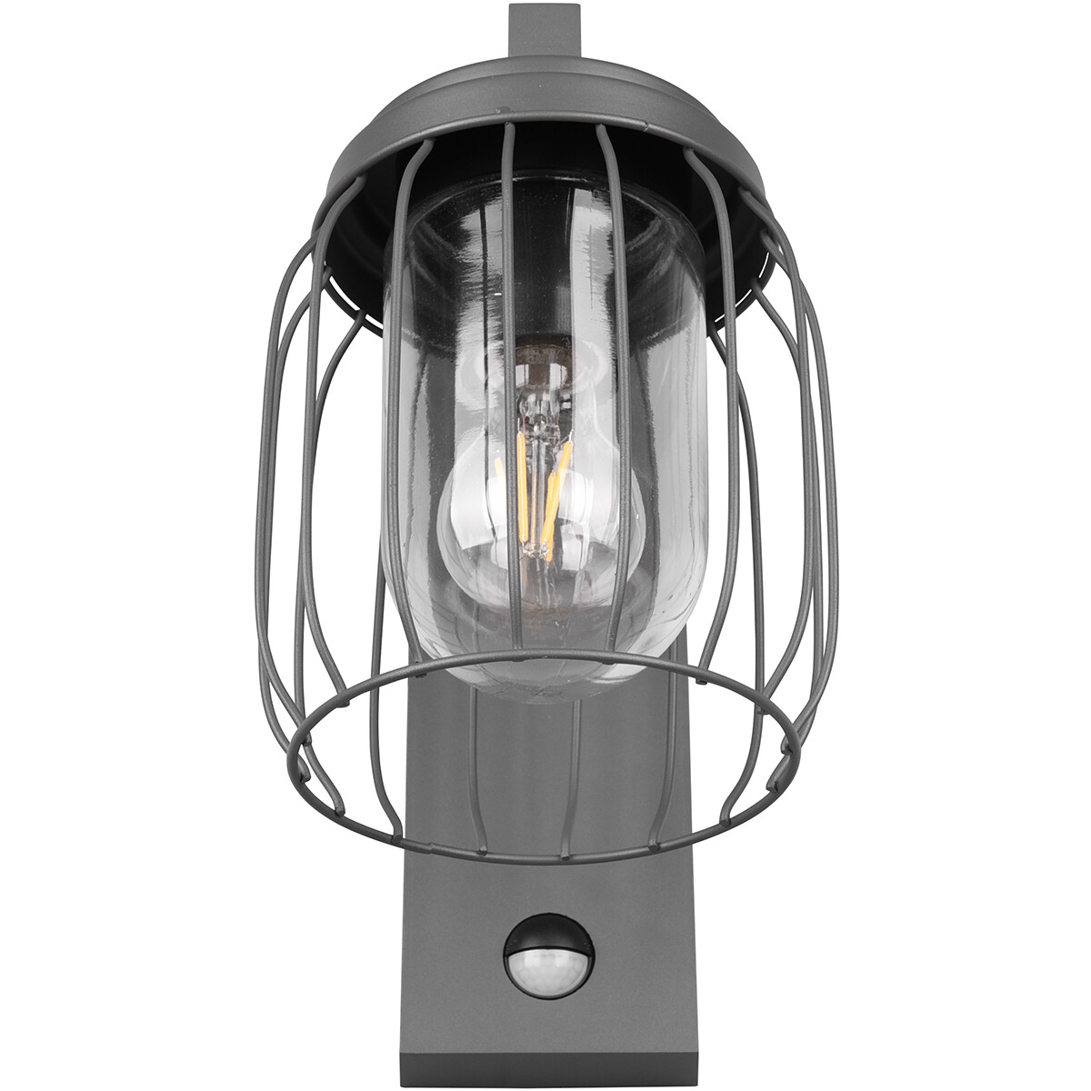 Éclairage de Jardin LED avec Détecteur de Mouvement - Lampe murale - Trion Tinolo - Douille E27 - Étanche aux Éclaboussures IP44 - Rond - Mat Anthracite - Aluminium