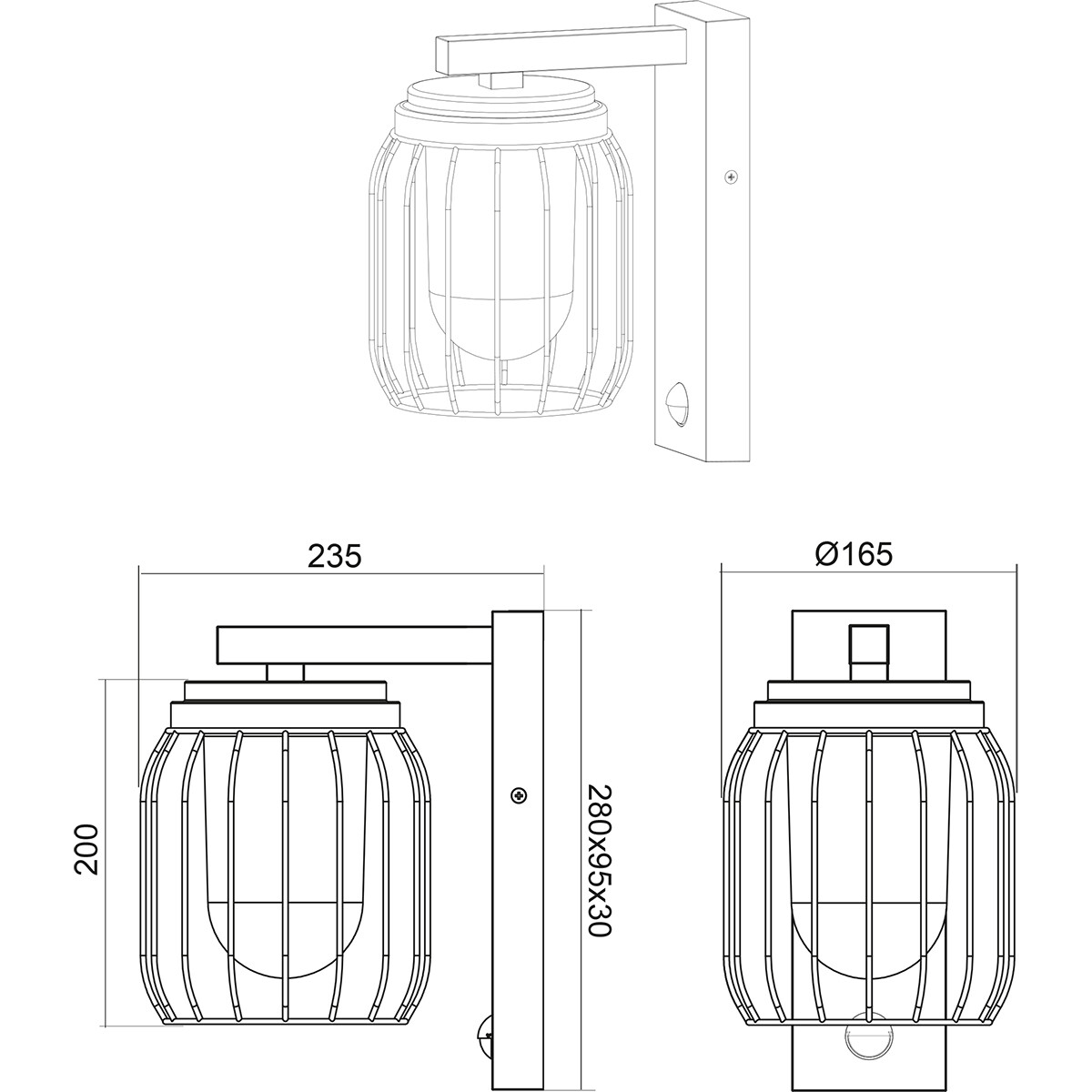 Éclairage de Jardin LED avec Détecteur de Mouvement - Lampe murale - Trion Tinolo - Douille E27 - Étanche aux Éclaboussures IP44 - Rond - Mat Anthracite - Aluminium