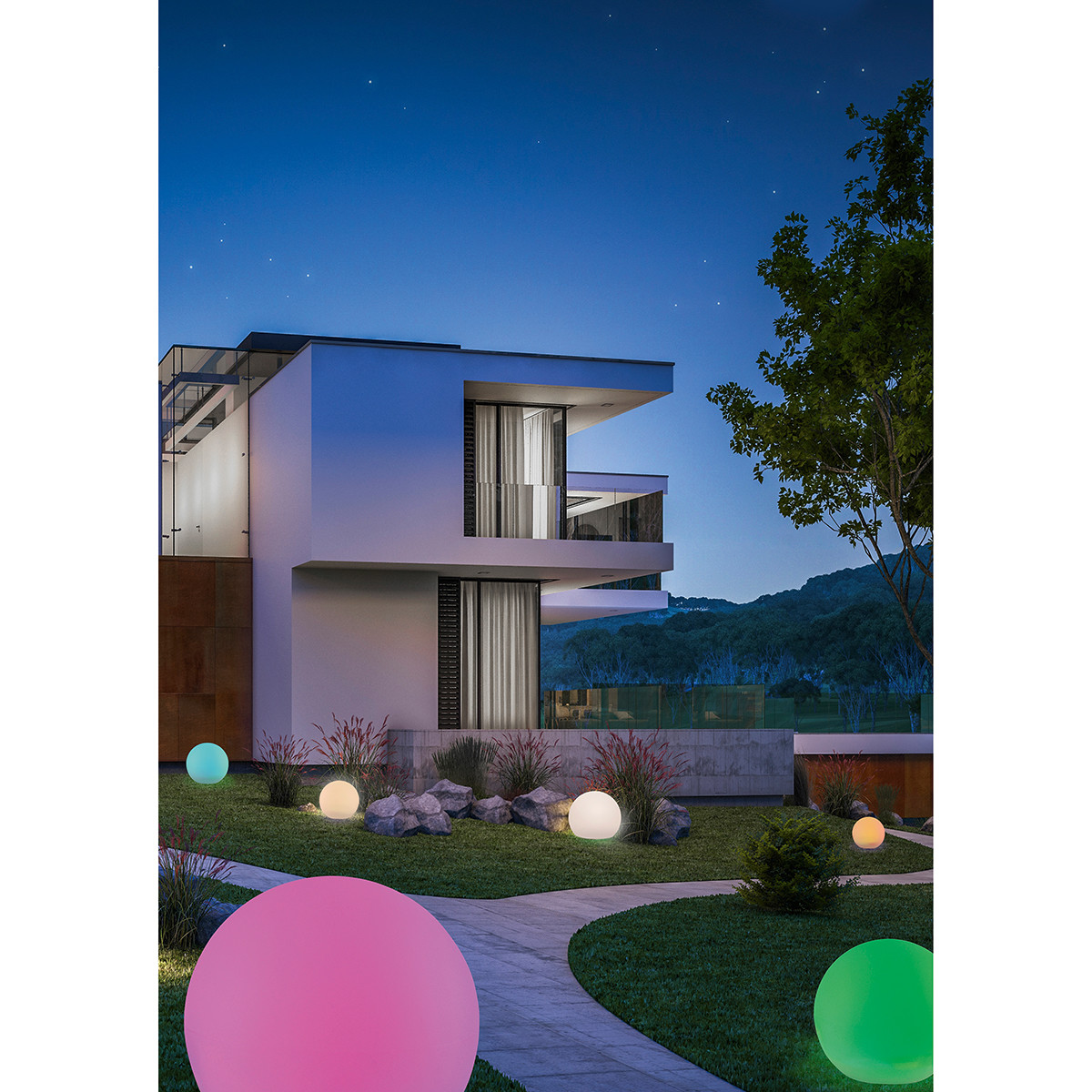 Lampe de jardin à piquer avec prise LED WiZ - LED Intelligente - Trion Necty - LED Intelligente - Dimmable - Couleur de lumière ajustable - Étanche aux Éclaboussures - Télécommande - RGBW