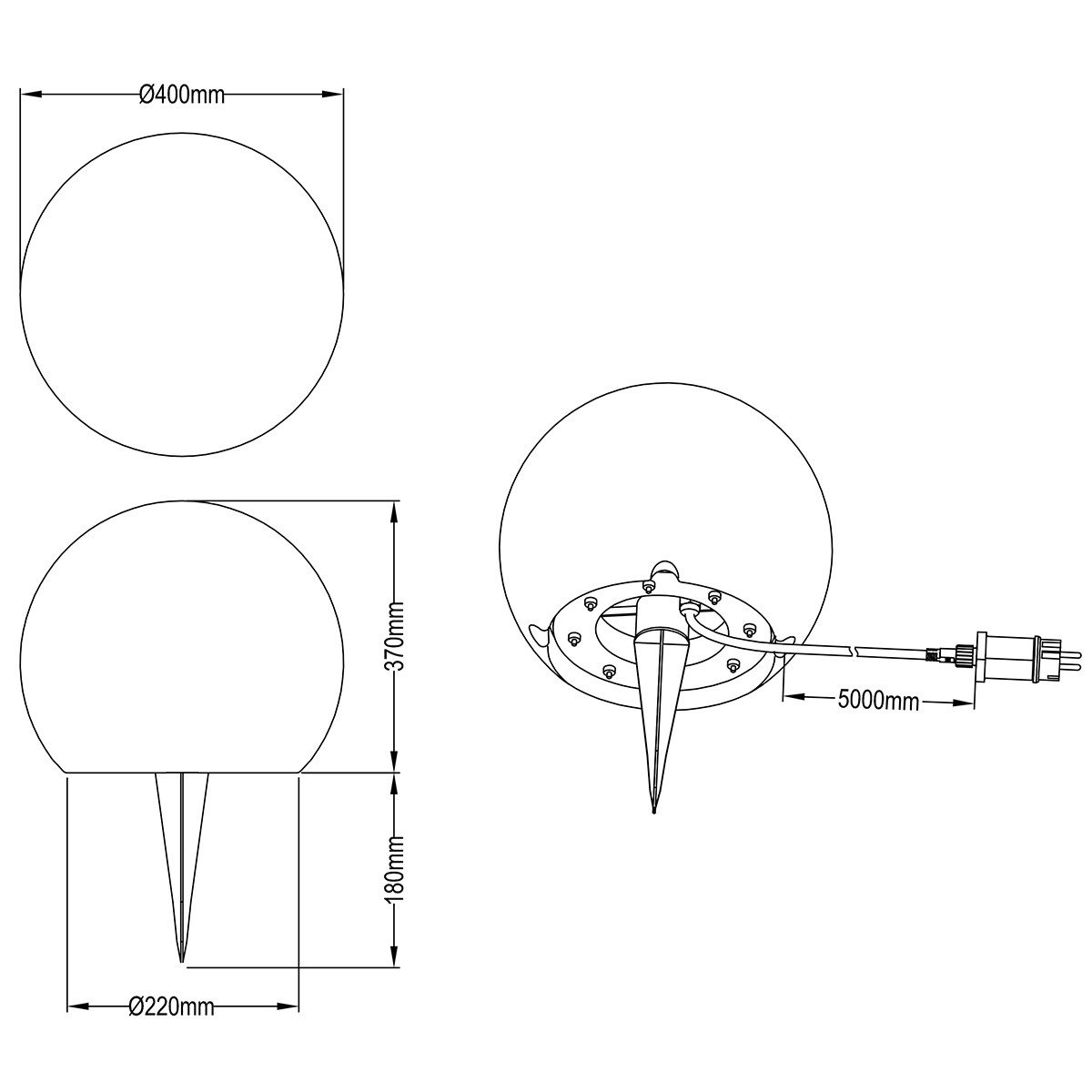 Lampe de jardin à piquer avec prise LED WiZ - LED Intelligente - Trion Necty XL - LED Intelligente - Dimmable - Couleur de lumière ajustable - Étanche aux Éclaboussures - Télécommande - RGBW