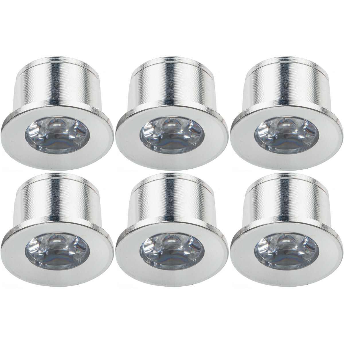 Éclairage de Spot de Véranda LED 6 Pack - 1W - Blanc Neutre 4000K - Encastré - Dimmable - Rond - Mat Argent - Aluminium - Ø31mm