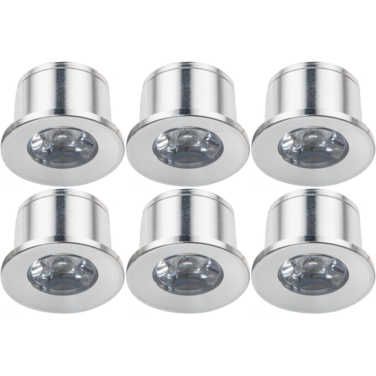 Éclairage de Spot de Véranda LED 6 Pack - 1W - Blanc Chaud 3000K - Encastré - Rond - Mat Argent - Aluminium - Ø31mm