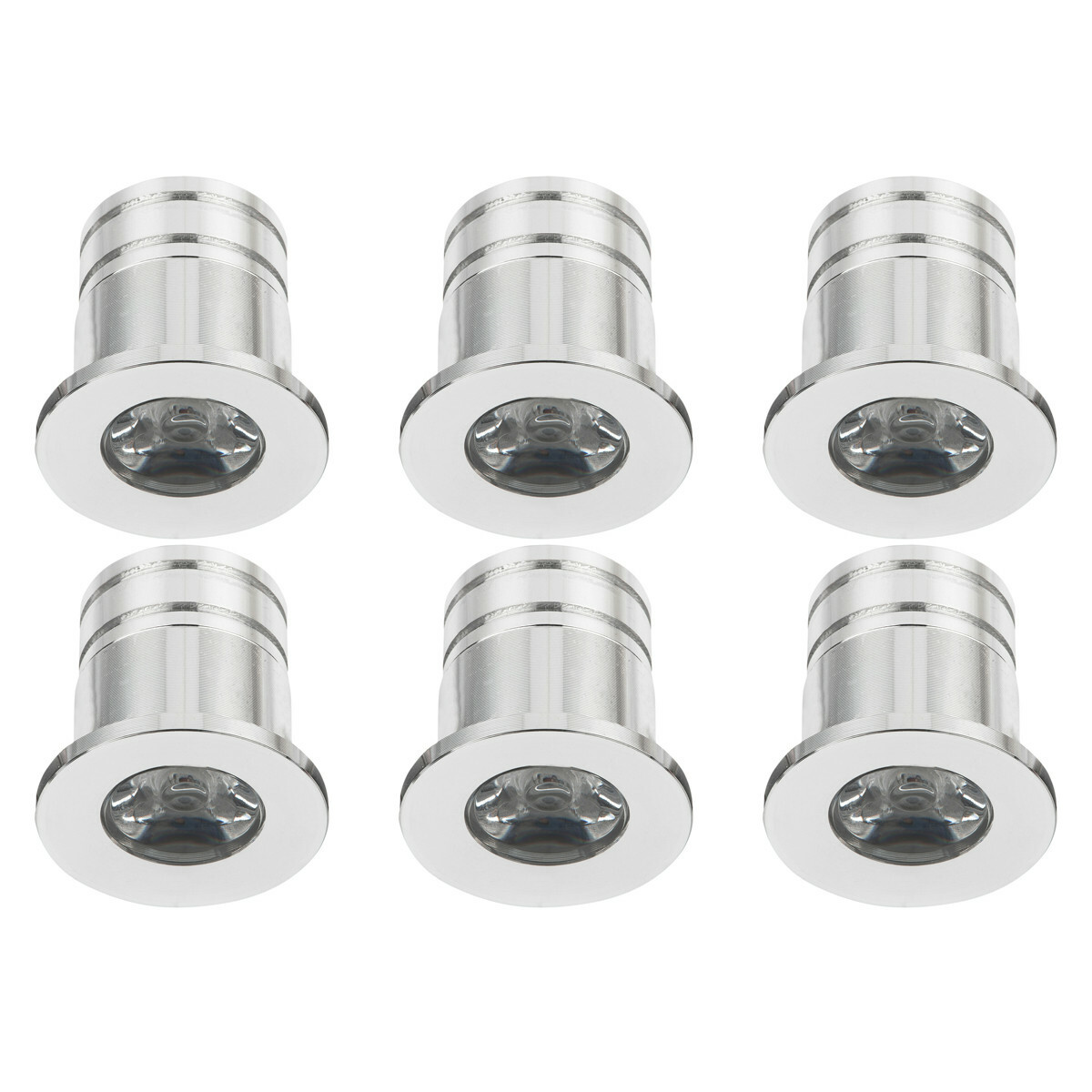 Éclairage de Spot de Véranda LED 6 Pack - 3W - Blanc Chaud 3000K - Encastré - Dimmable - Rond - Mat Argent - Aluminium - Ø31mm