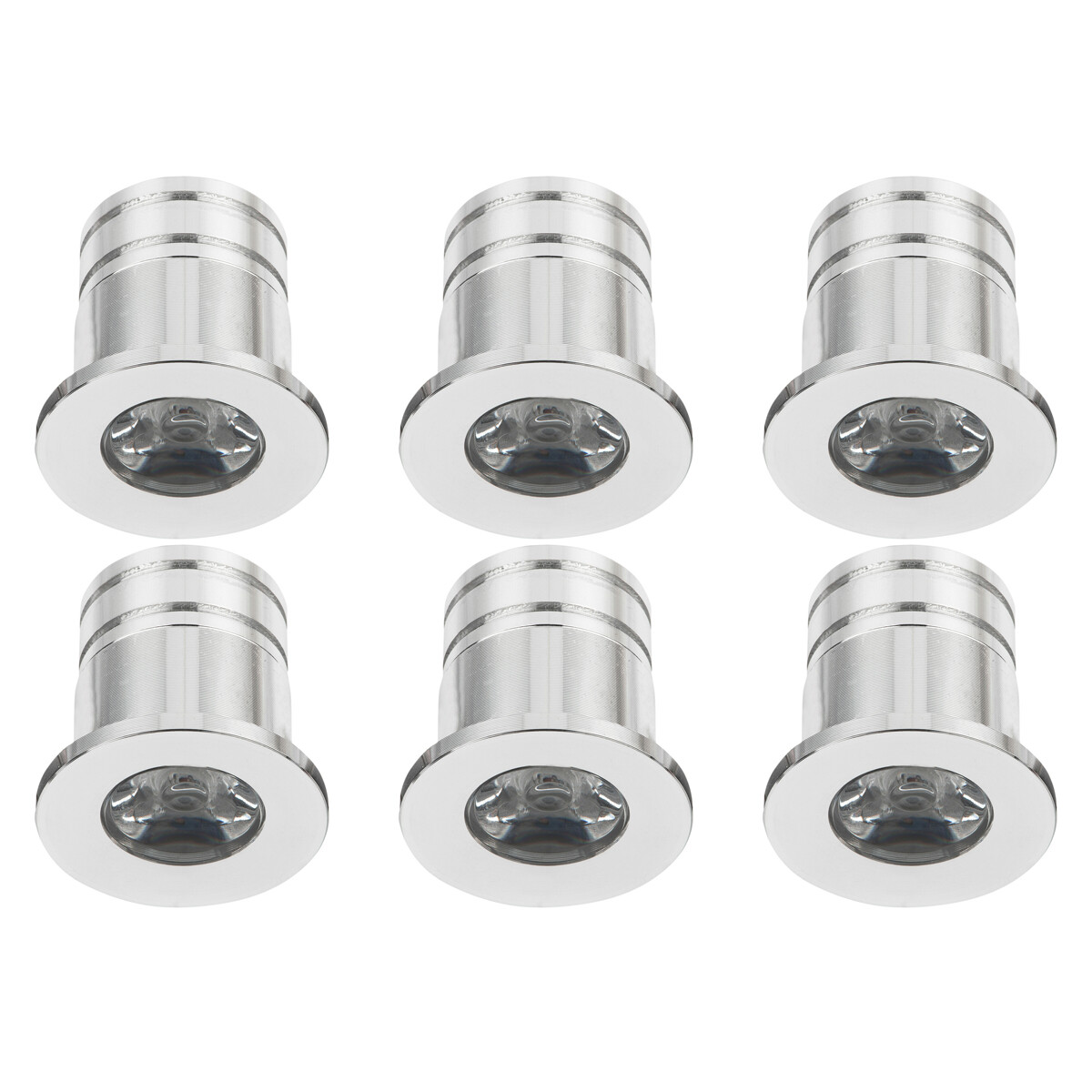 Éclairage de Spot de Véranda LED 6 Pack - 3W - Blanc Chaud 3000K - Encastré - Rond - Mat Argent - Aluminium - Ø31mm