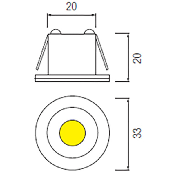 Éclairage de Spot de Véranda LED - Mony - Rond Encastré 1W - Blanc Neutre 4200K - Mat Chrome Aluminium - Ø33mm