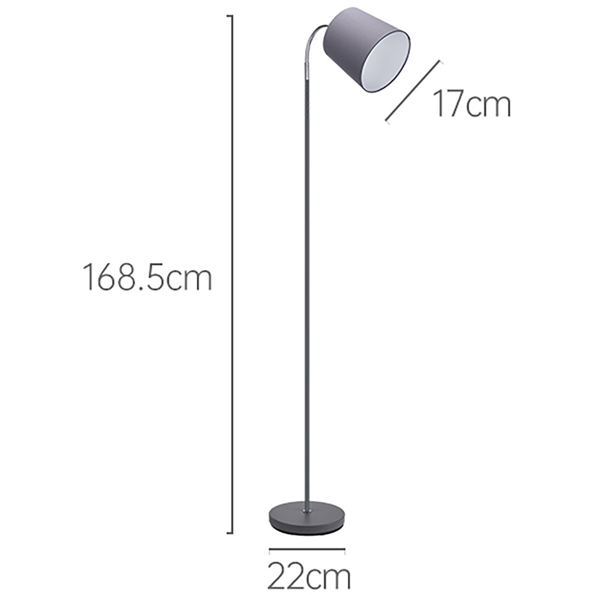 Lampadaire LED - Aigi Rolo - Douille E14 - Rond - Mat Gris - Aluminium