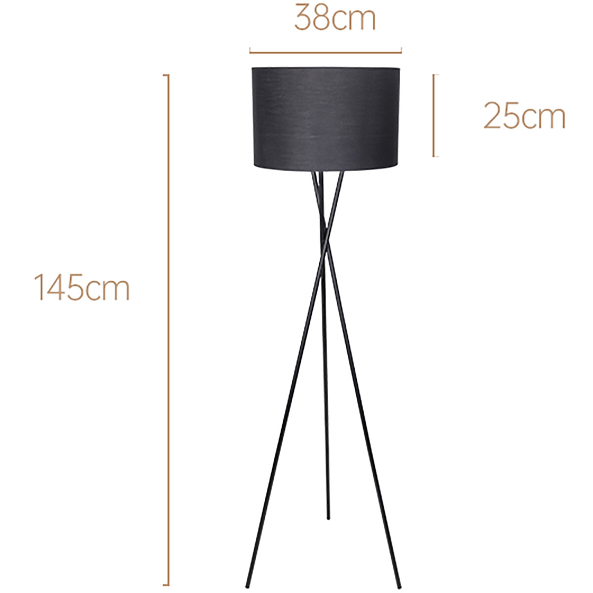 Lampadaire LED - Aigi Romino - Douille E27 - Rond - Mat Noir - Aluminium