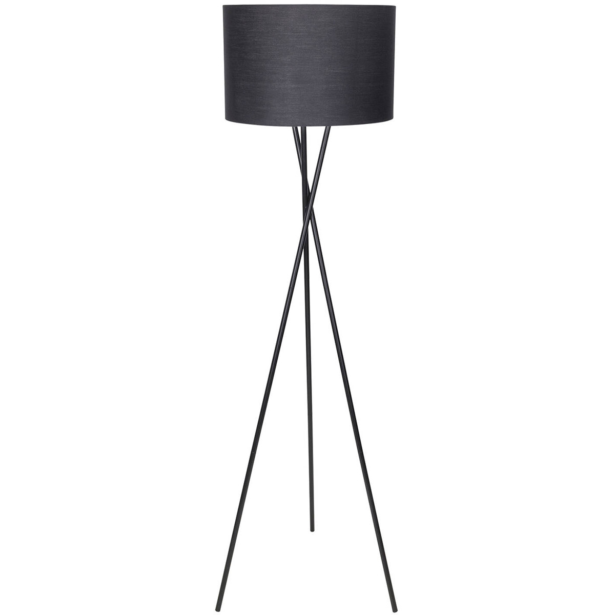 Lampadaire LED - Aigi Romino - Douille E27 - Rond - Mat Noir - Aluminium