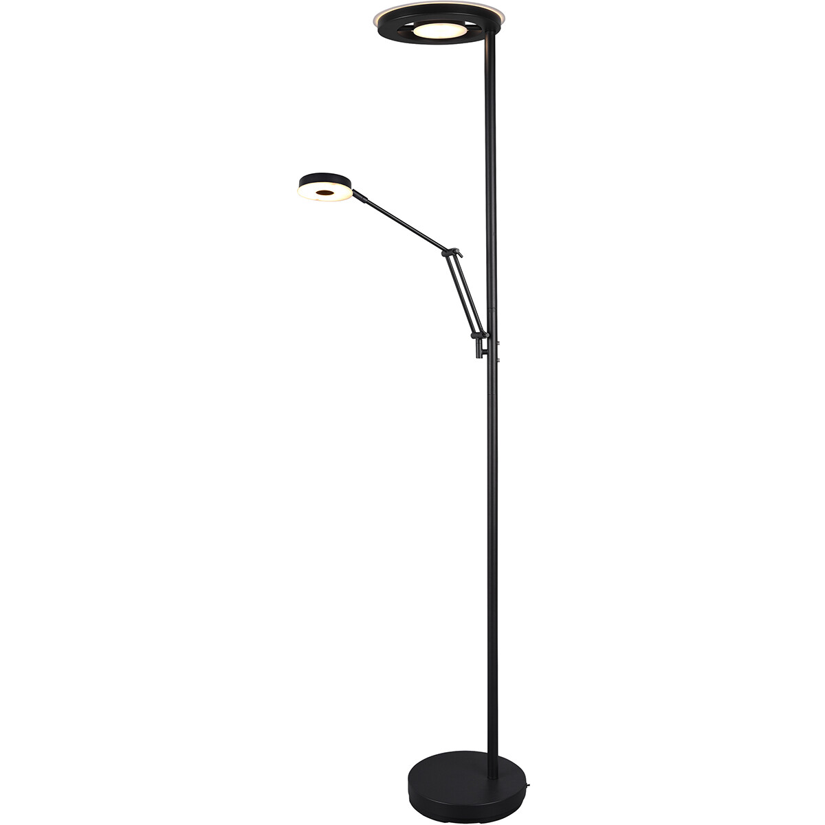 Lampadaire LED - Trion Barry - 38W - Couleur de lumière ajustable - Dimmable - Rond - Mat Noir - Aluminium