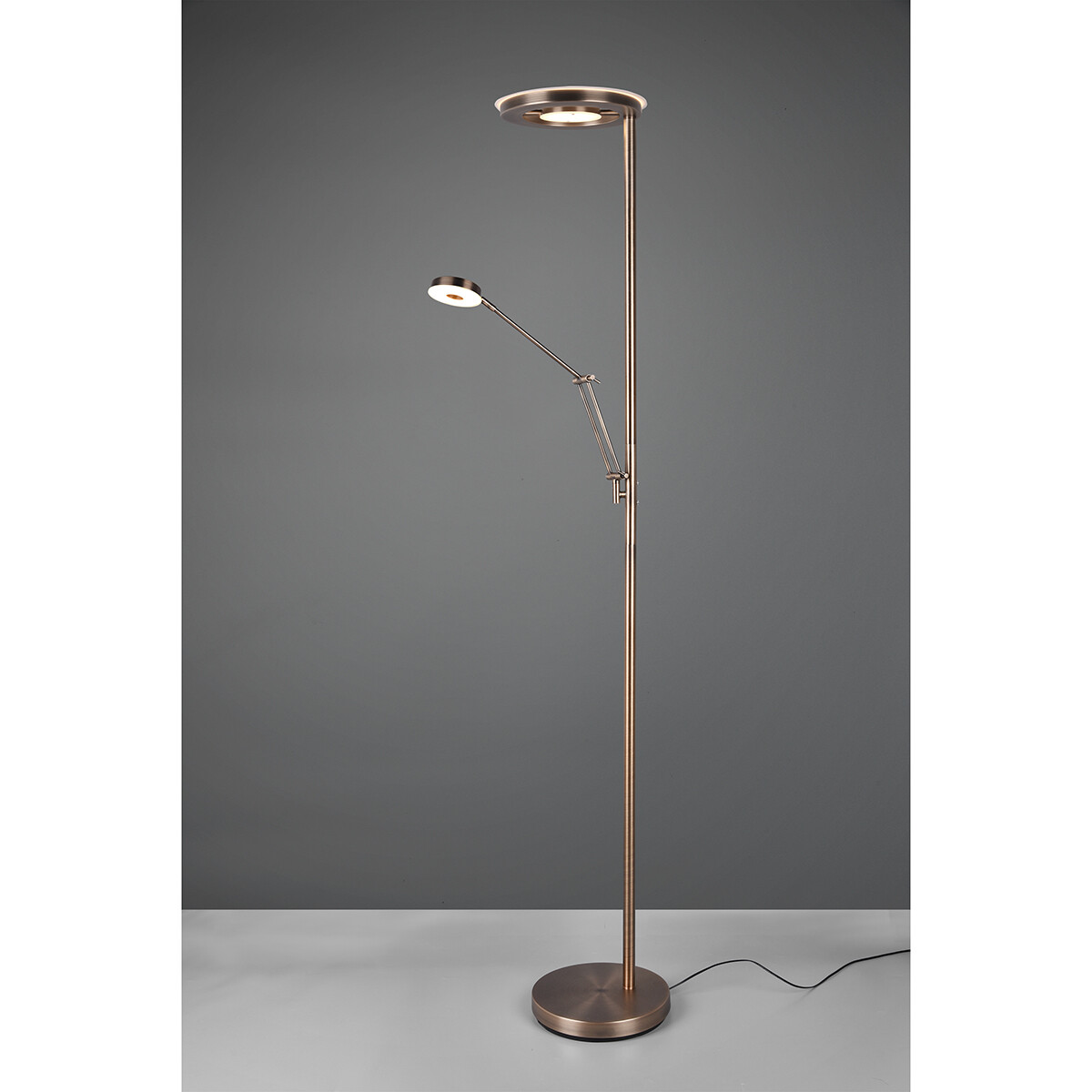 Lampadaire LED - Trion Barry - 38W - Couleur de lumière ajustable - Dimmable - Rond - Bronze Ancien - Aluminium