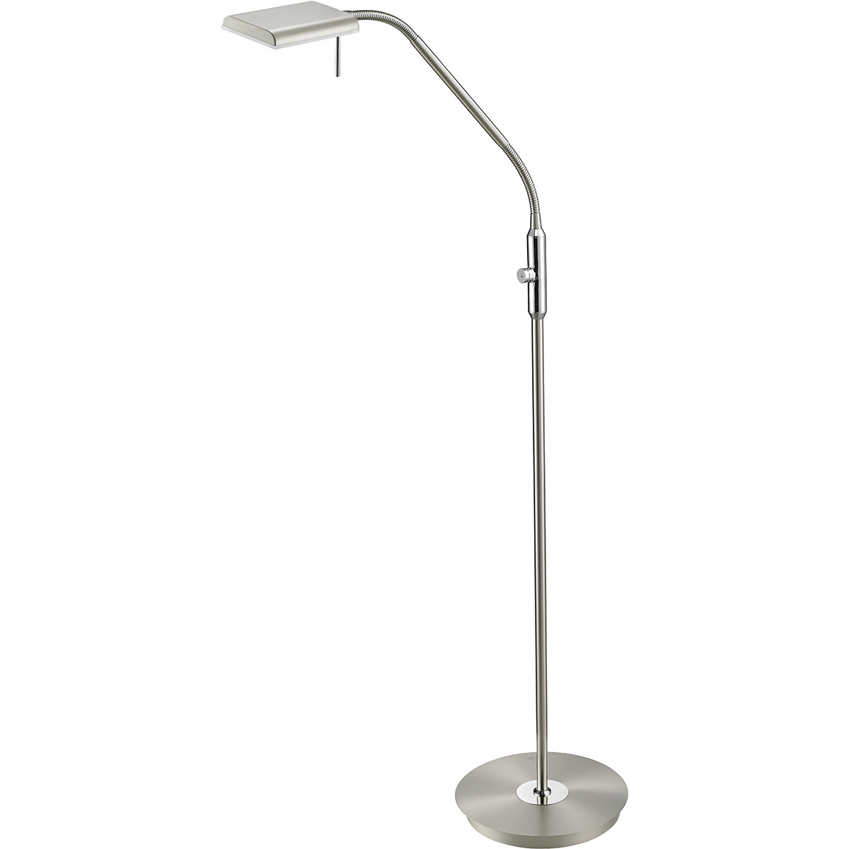 Lampadaire LED - Trion Bernaro - 12W - Blanc Chaud 3000K - Dimmable - Rond - Mat Nickel - Aluminium