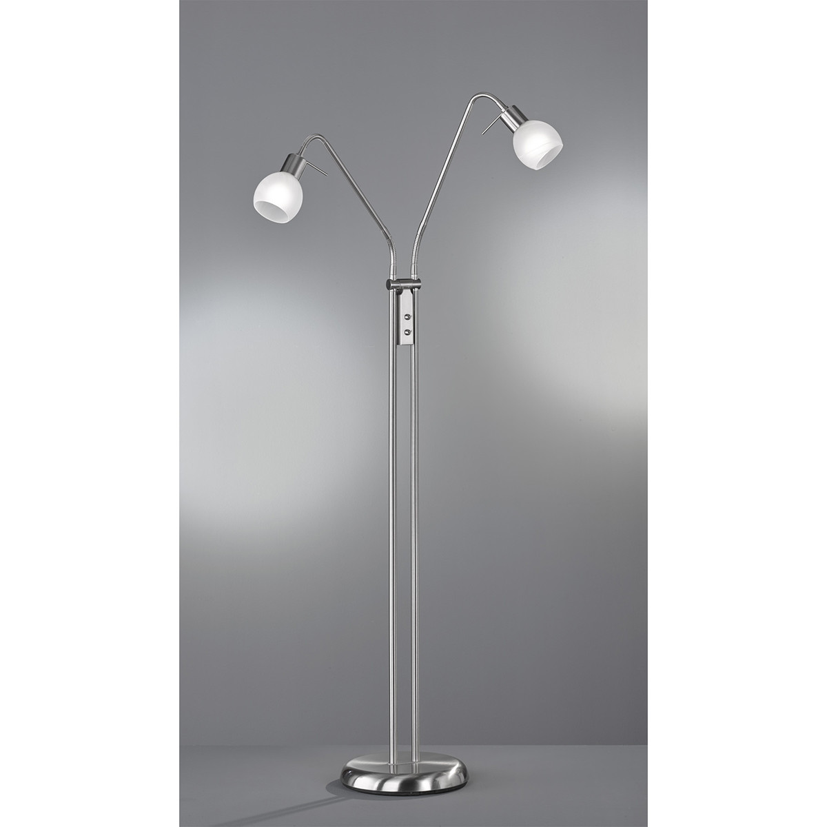 Lampadaire LED - Trion Besina - Douille E14 - 2-lumières - Bras Flexible - Rond - Mat Nickel - Aluminium