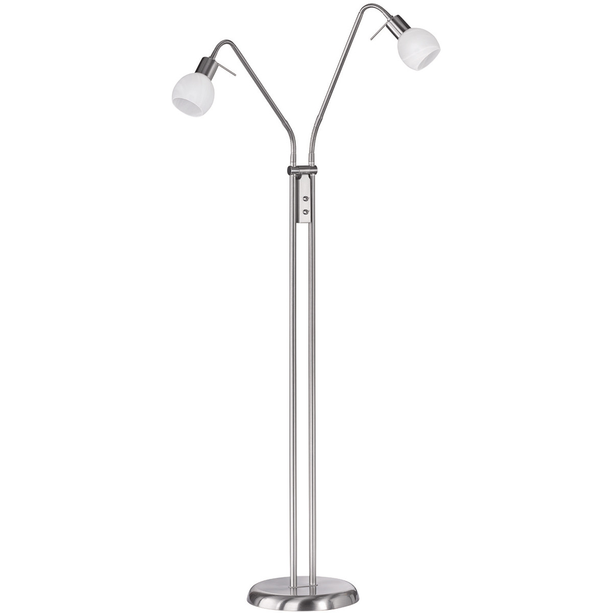 Lampadaire LED - Trion Besina - Douille E14 - 2-lumières - Bras Flexible - Rond - Mat Nickel - Aluminium