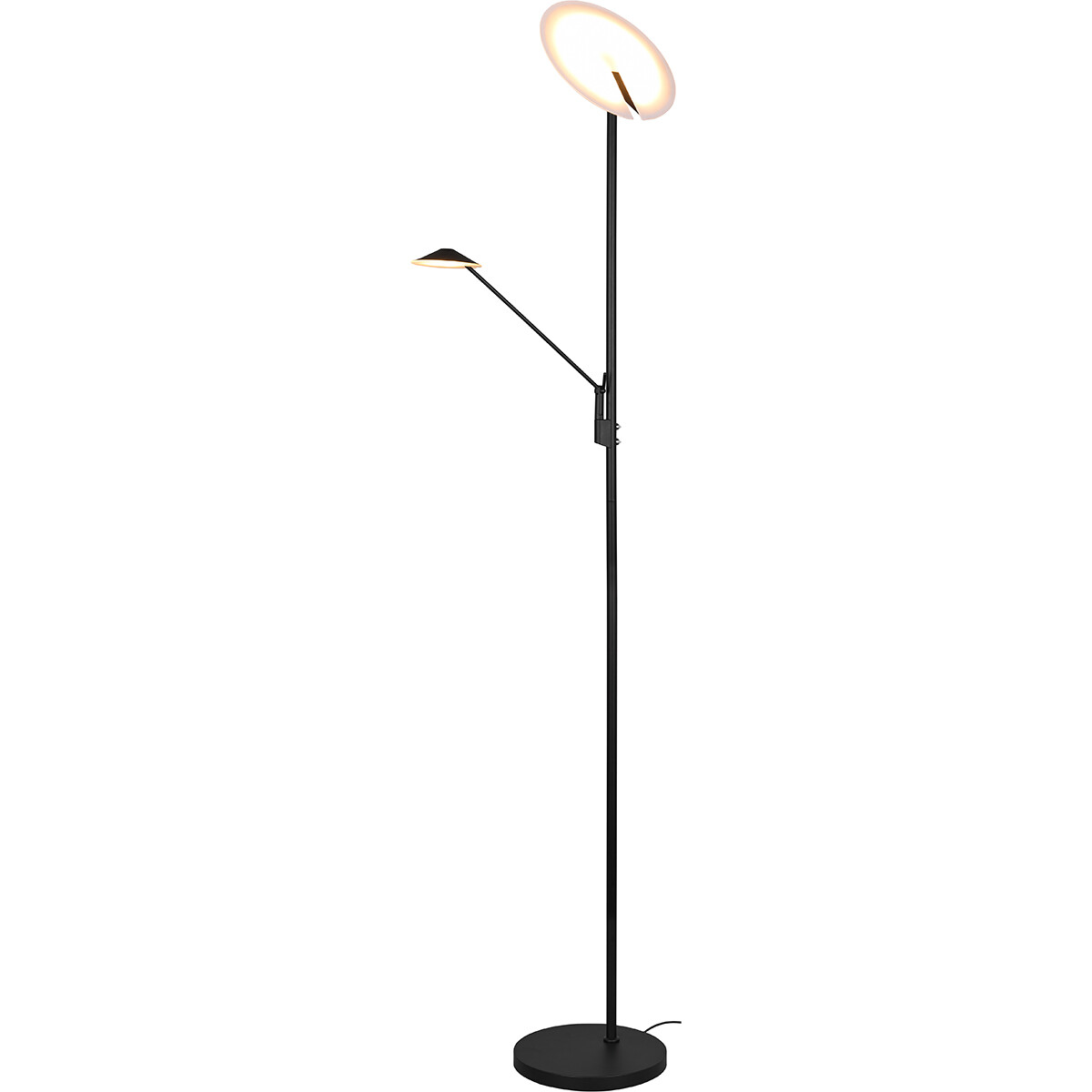 Lampadaire LED - Trion Bravo - 36.5W - Couleur de lumière ajustable - Dimmable - Rond - Mat Noir - Aluminium