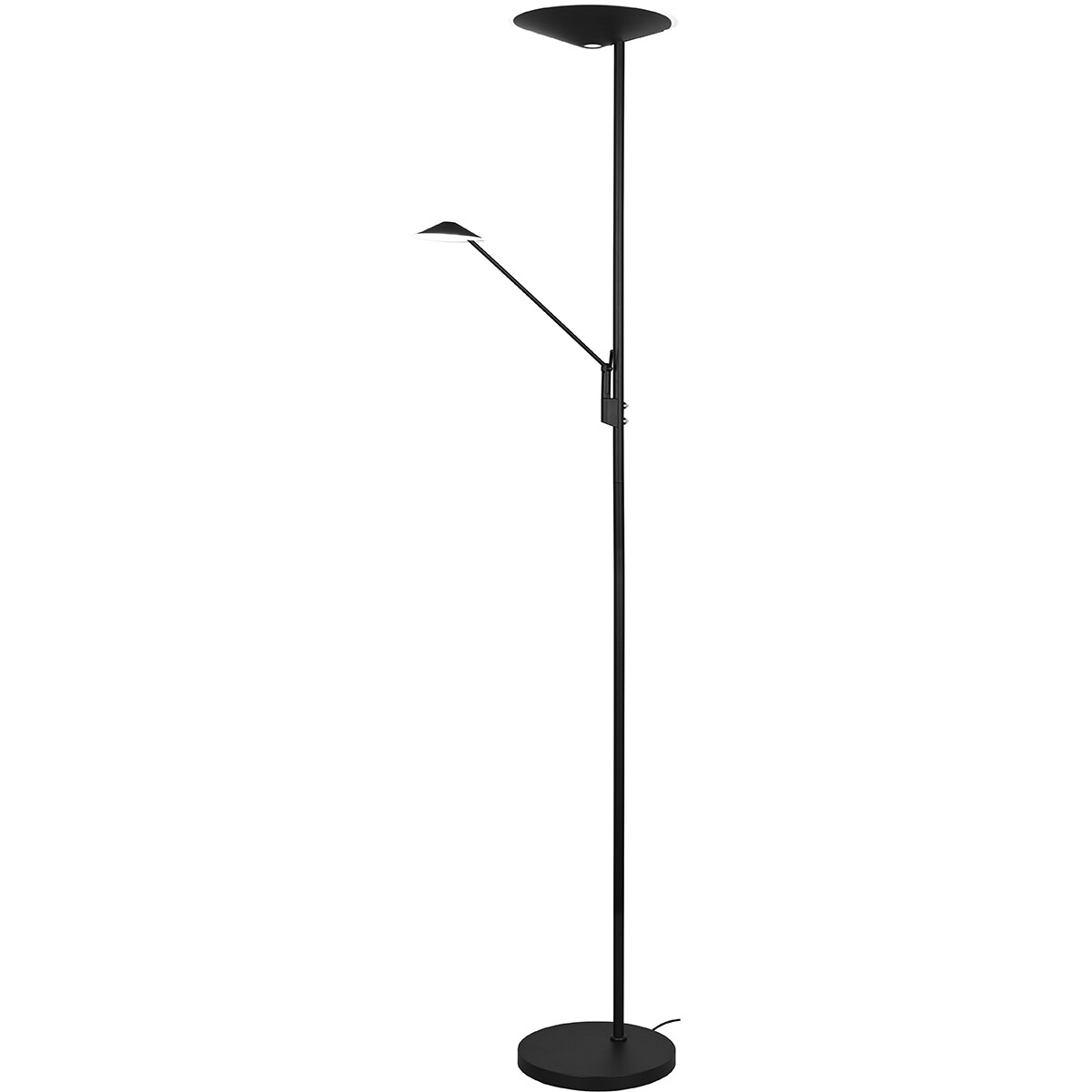 Lampadaire LED - Trion Bravo - 36.5W - Couleur de lumière ajustable - Dimmable - Rond - Mat Noir - Aluminium