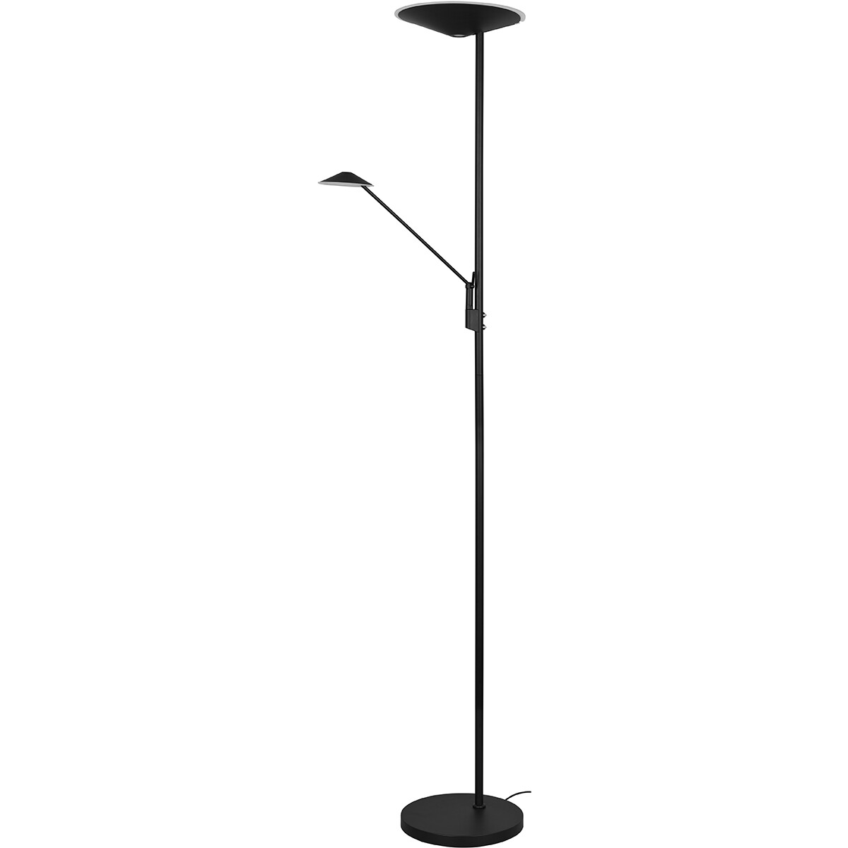 Lampadaire LED - Trion Bravo - 36.5W - Couleur de lumière ajustable - Dimmable - Rond - Mat Noir - Aluminium