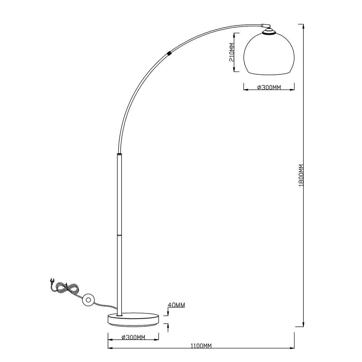 Lampadaire LED - Trion Brostila - Douille E27 - 1-lumière - Rond - Chrome Brillant - Aluminium